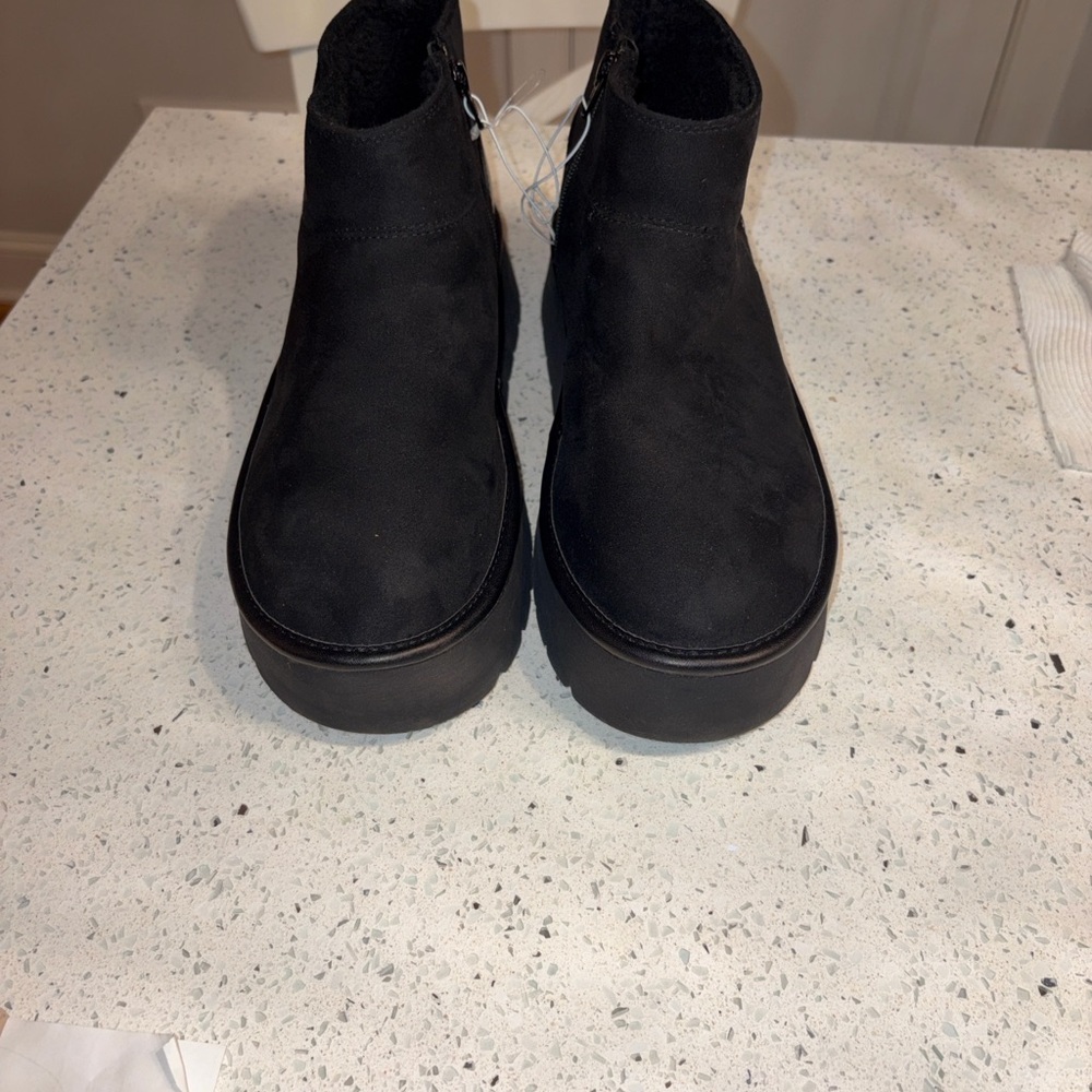 Women’s platform ankle boots with faux fur - Picture 2 of 6